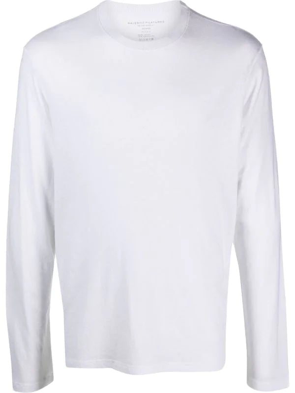Men Long-Sleeve Cotton-Cashmere White T-Shirt