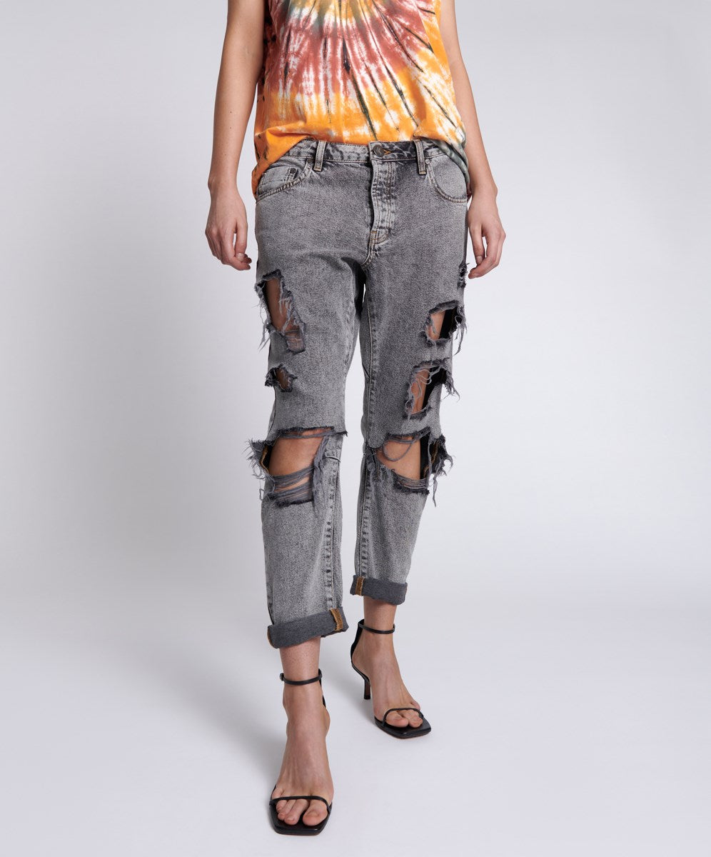 Trashed Saints Bf Soft Grey Jeans