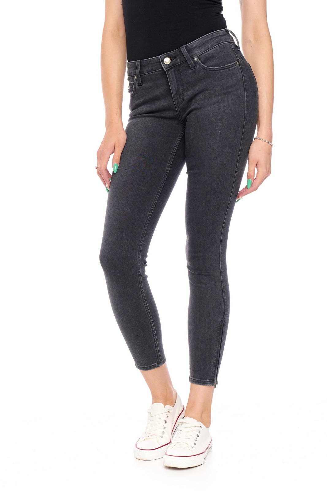 Black Scarlett Cropped Zip Skinny Jeans