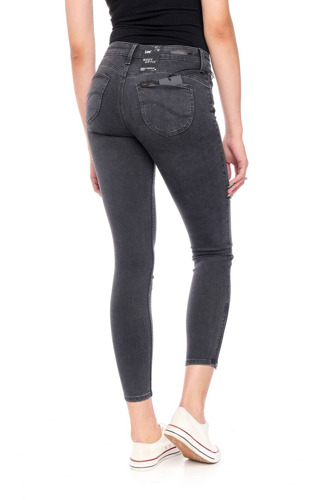 Black Scarlett Cropped Zip Skinny Jeans