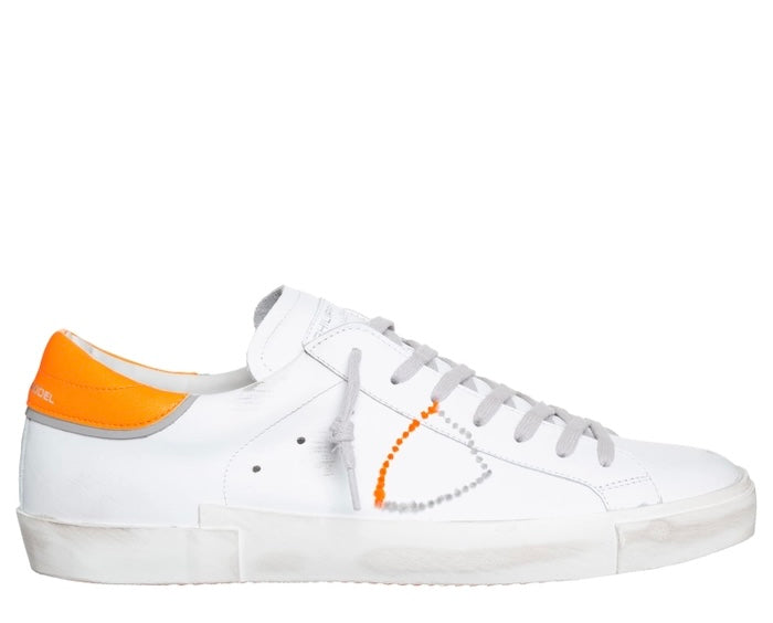 Prsx White With Orange Low Sneakers