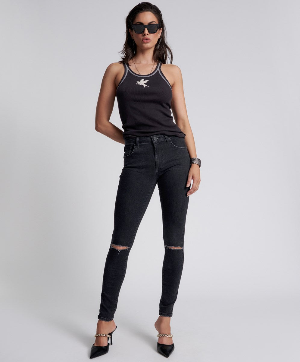Black Freebirds Ii High Waist Skinny Jeans