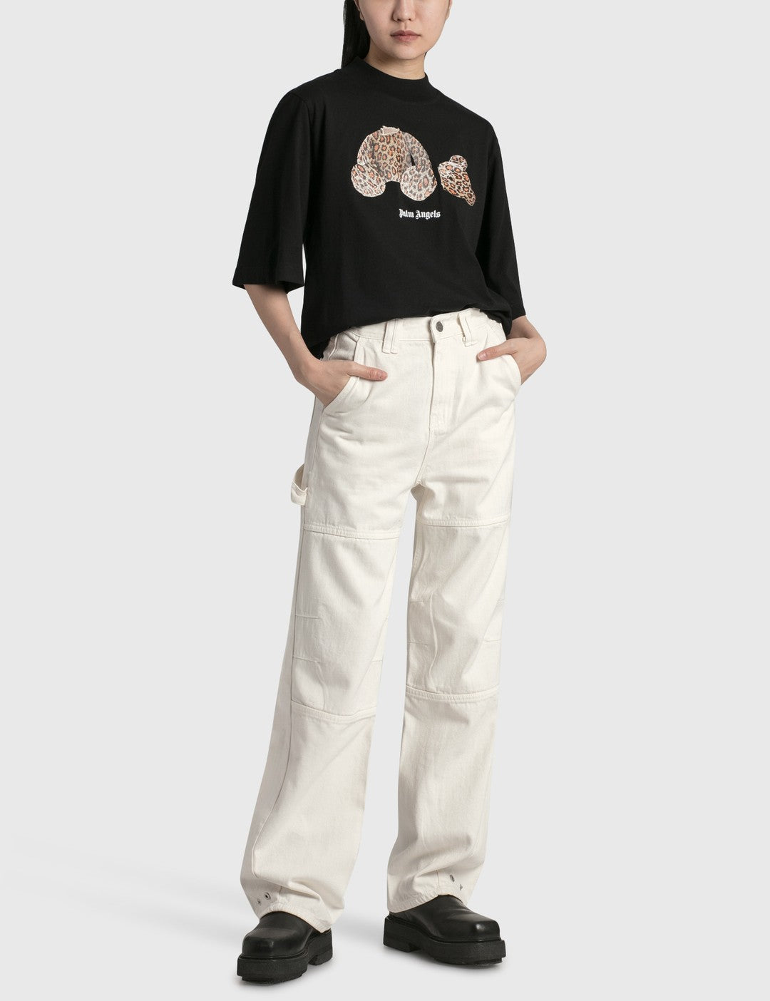 Leopard Bear Loose Black Brown Tee