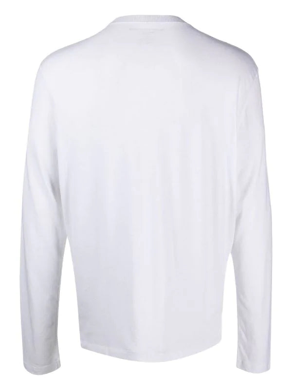 Men Long-Sleeve Cotton-Cashmere White T-Shirt
