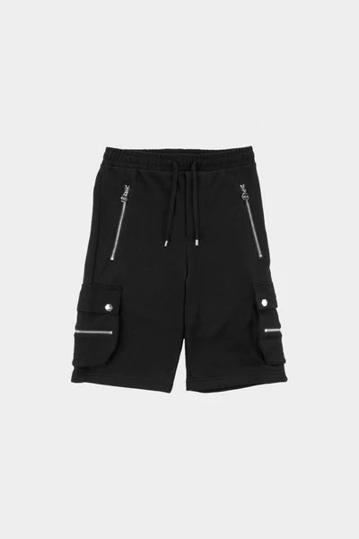 Black Cargo Straight Shorts