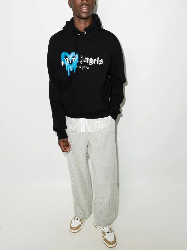 Moritz Heart Sprayed Black Blue Hoodie