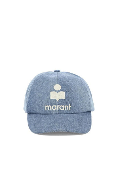 Logo embroidered baseball cap - blue denim