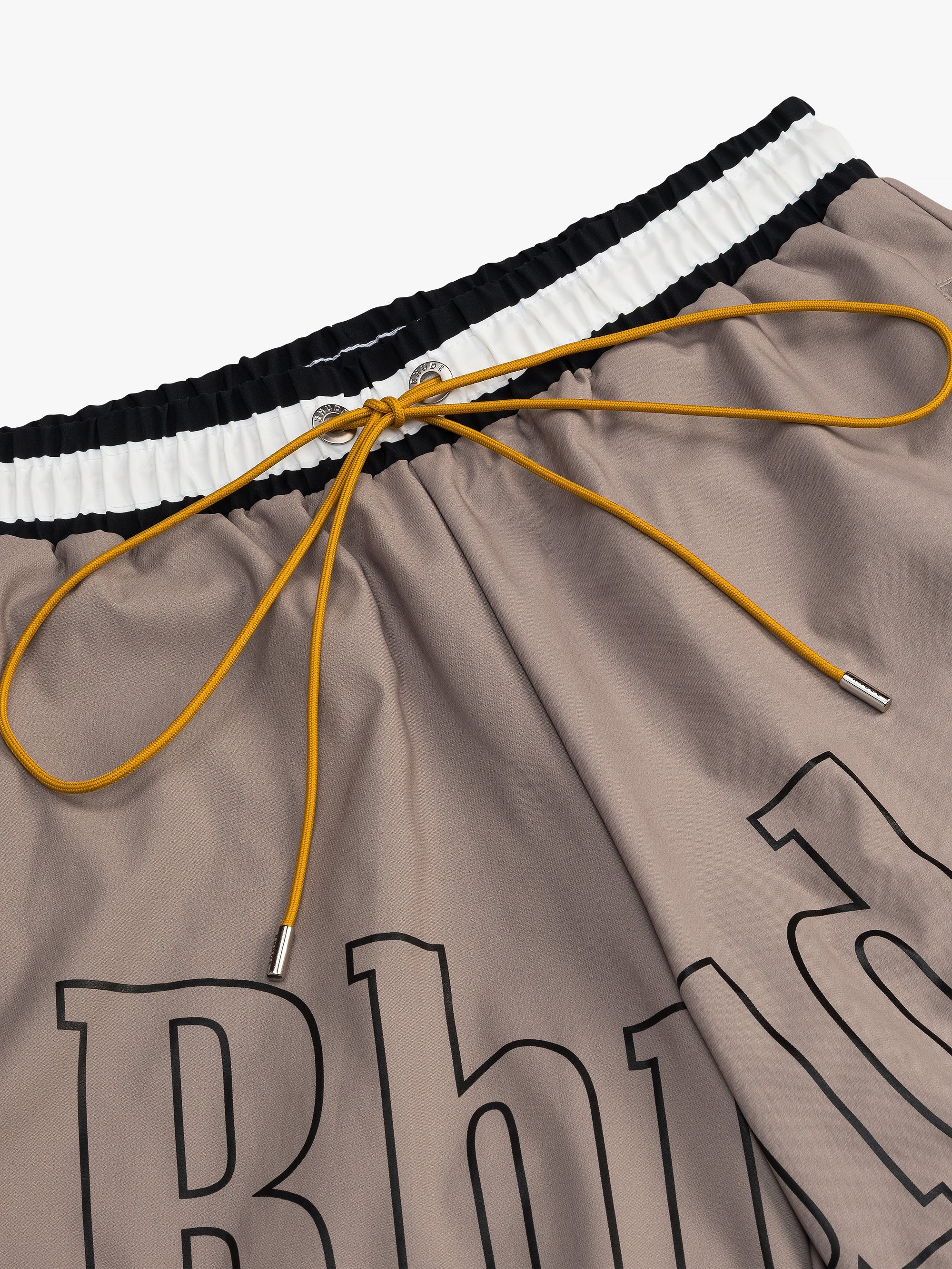 RHUDE BASKETBALL SWIM TRUNKS KHAKI/ WHITE