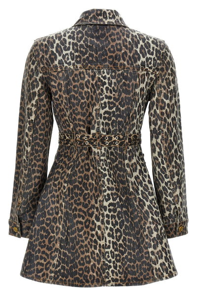 Denim leopard dress