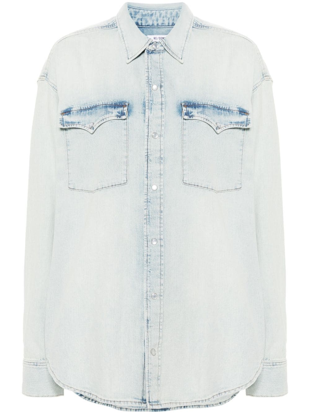 Oversized denim shirt sunfaded blue