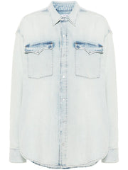 Oversized denim shirt sunfaded blue