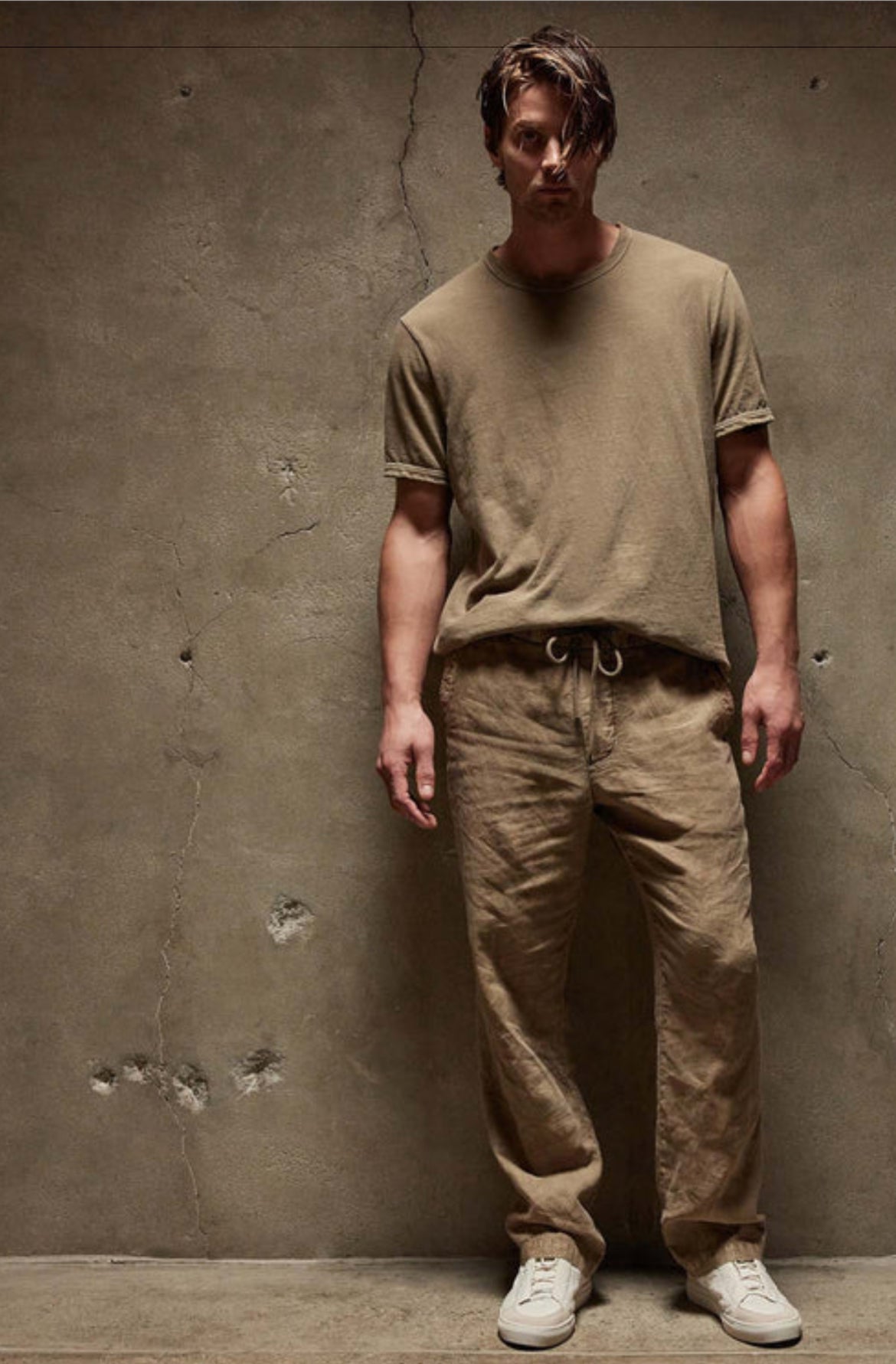 Relaxed fit linen pant - cashew pigment