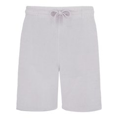 Man white linen Bermuda shorts