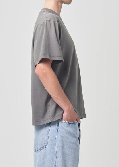 ASHA MOCK NECK TEE - flint