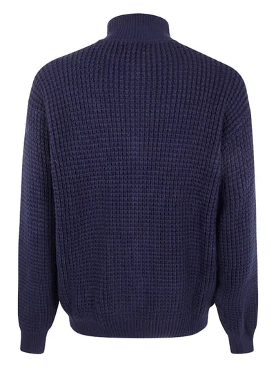 Family First zip-up mock-neck cardigan