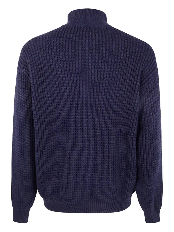 Family First zip-up mock-neck cardigan