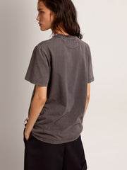 Women's anthracite gray T-shirt with crystals