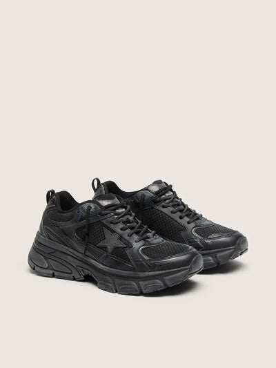 Women’s Lightstar with black leather and mesh upper and black star