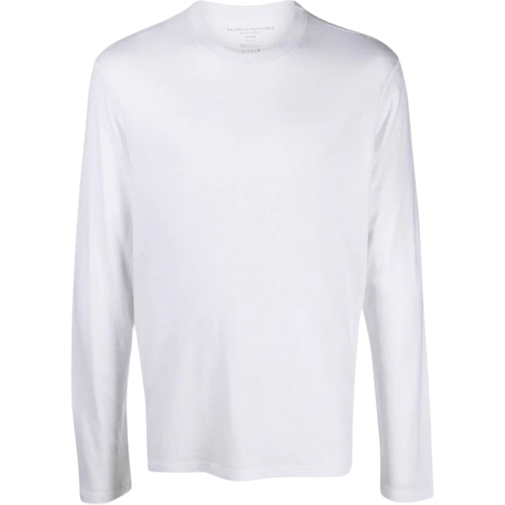 Men Long-Sleeve Cotton-Cashmere White T-shirt