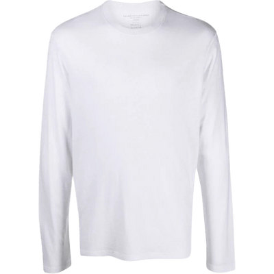 Men Long-Sleeve Cotton-Cashmere White T-Shirt