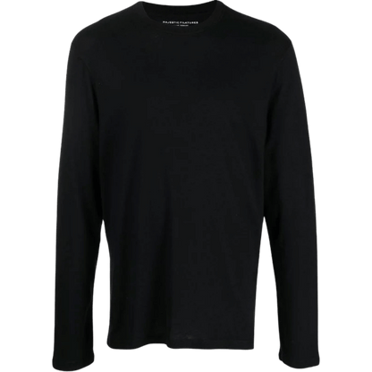 Men Crew Neck Long-Sleeved Black T-Shirt