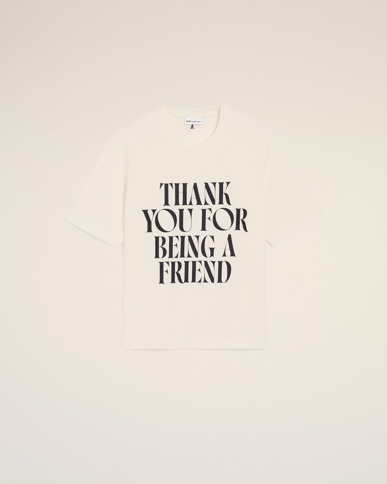 WHITE COTTON THANK YOU FOR BEING A FRIEND PRINT T-SHIRT
Short sleeves t-shirt in thick cotton jersey.