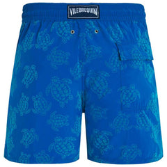 Velvet flocked turtle swim shorts - blue