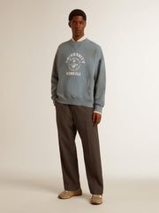 Oversized sweatshirt in baby blue with distressed finish