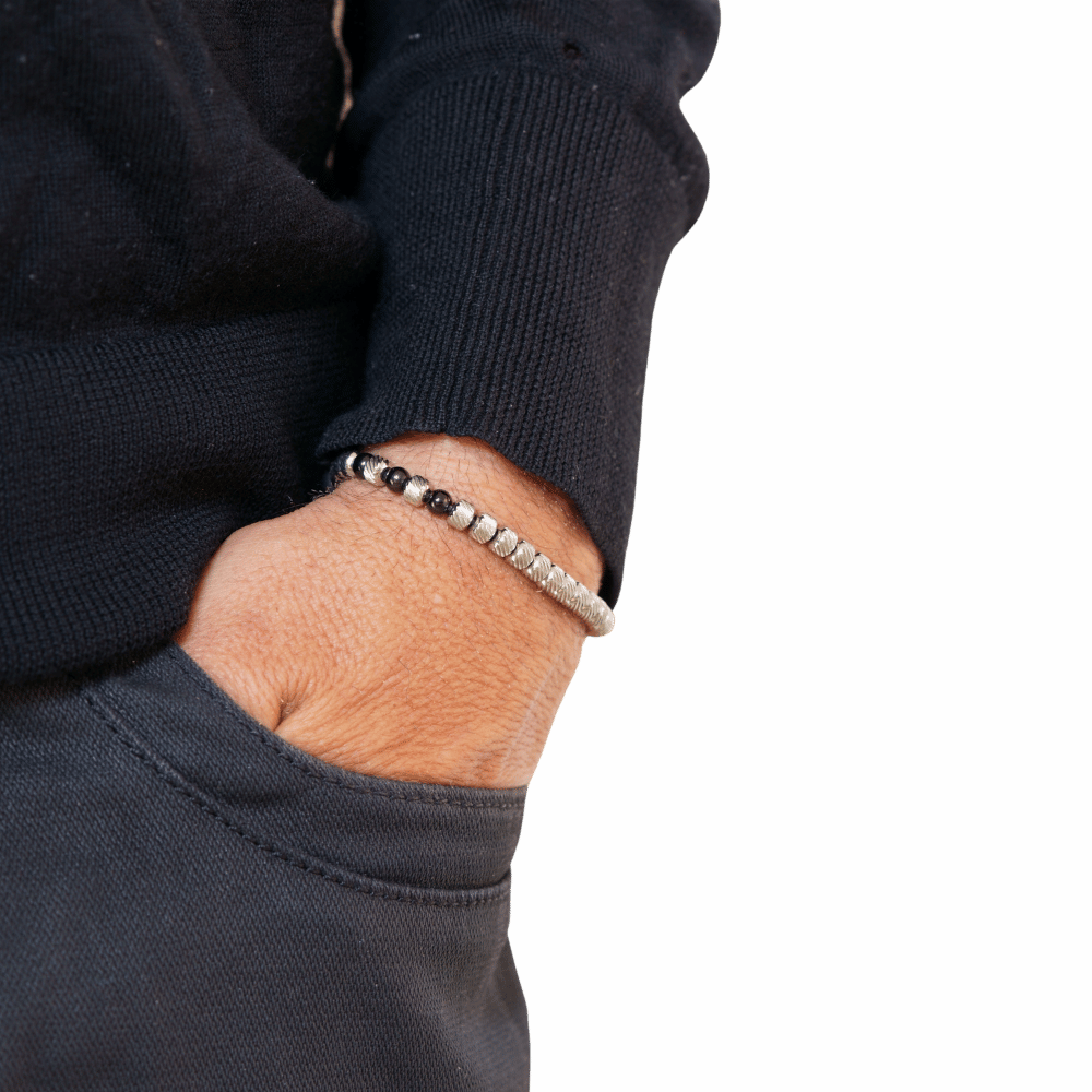 Oblique Steel Black Bracelet