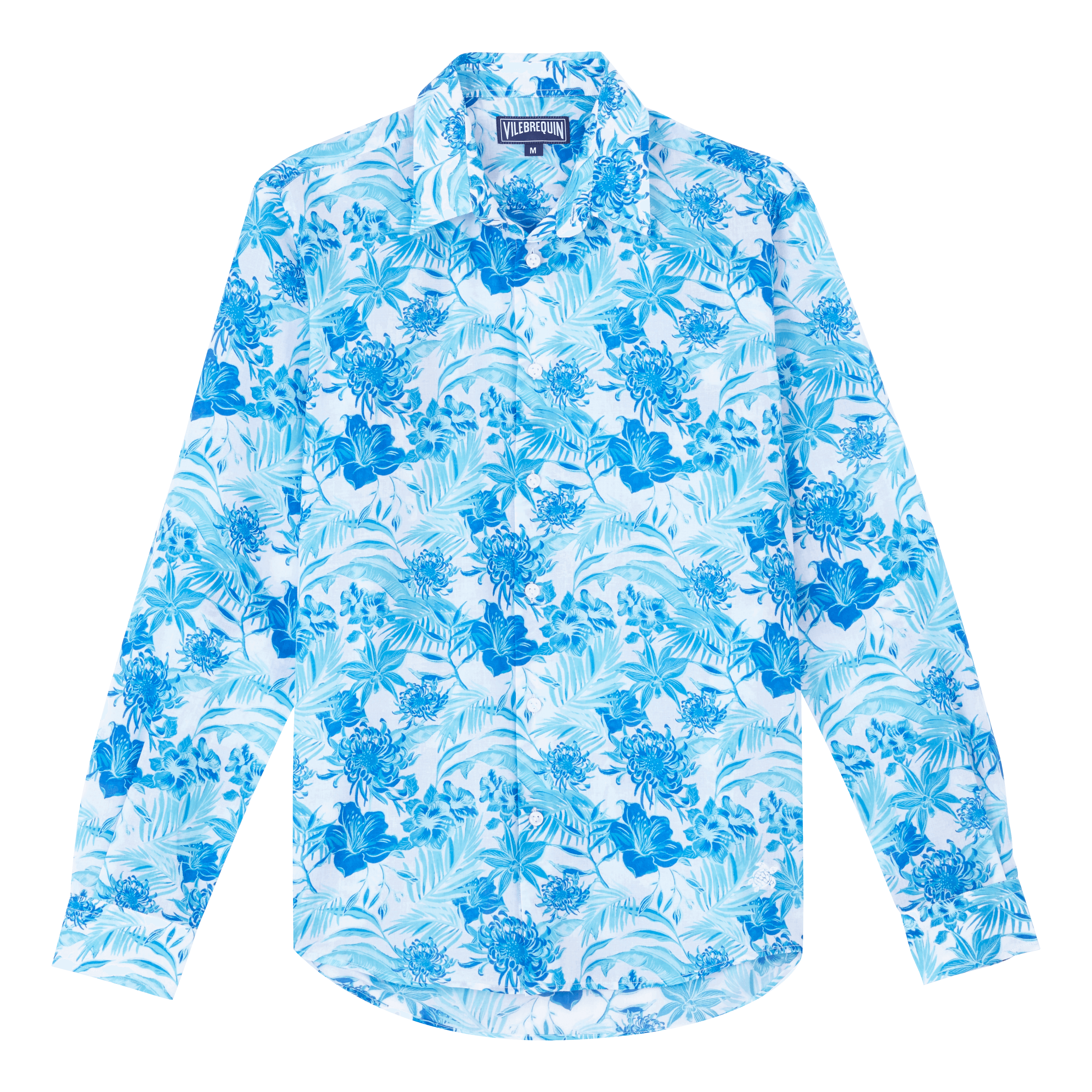 Unisex cotton voile lightweight shirt Tahiti flowers