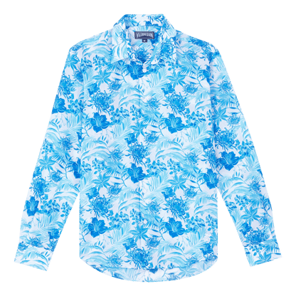 Unisex cotton voile lightweight shirt Tahiti flowers