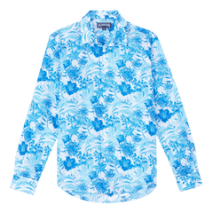 Unisex cotton voile lightweight shirt Tahiti flowers