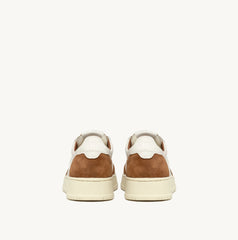 MEDALIST LOW SNEAKERS IN WHITE GOATSKIN AND BROWN SUEDE