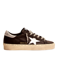 Women's Hi Star in black leather with silver laminated leather star