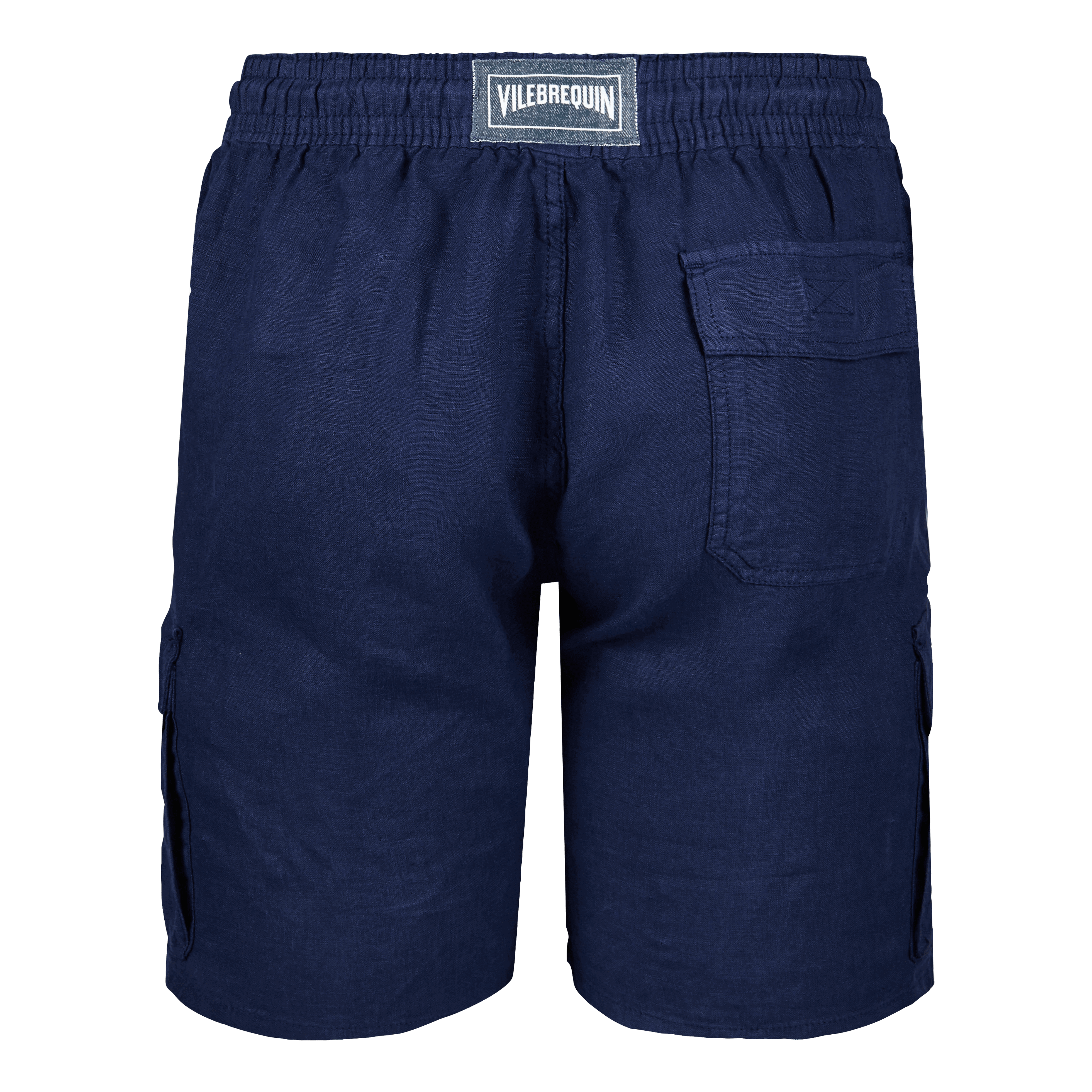 Man navy linen Bermuda shorts