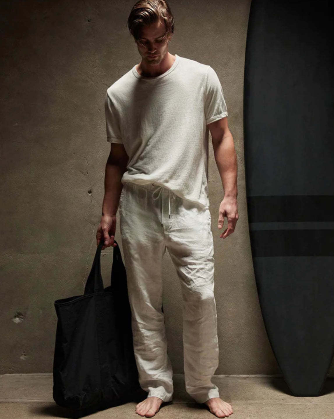 Relaxed fit linen pant - white