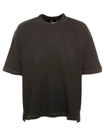 Stepped Hem T-Shirt - Stained Black