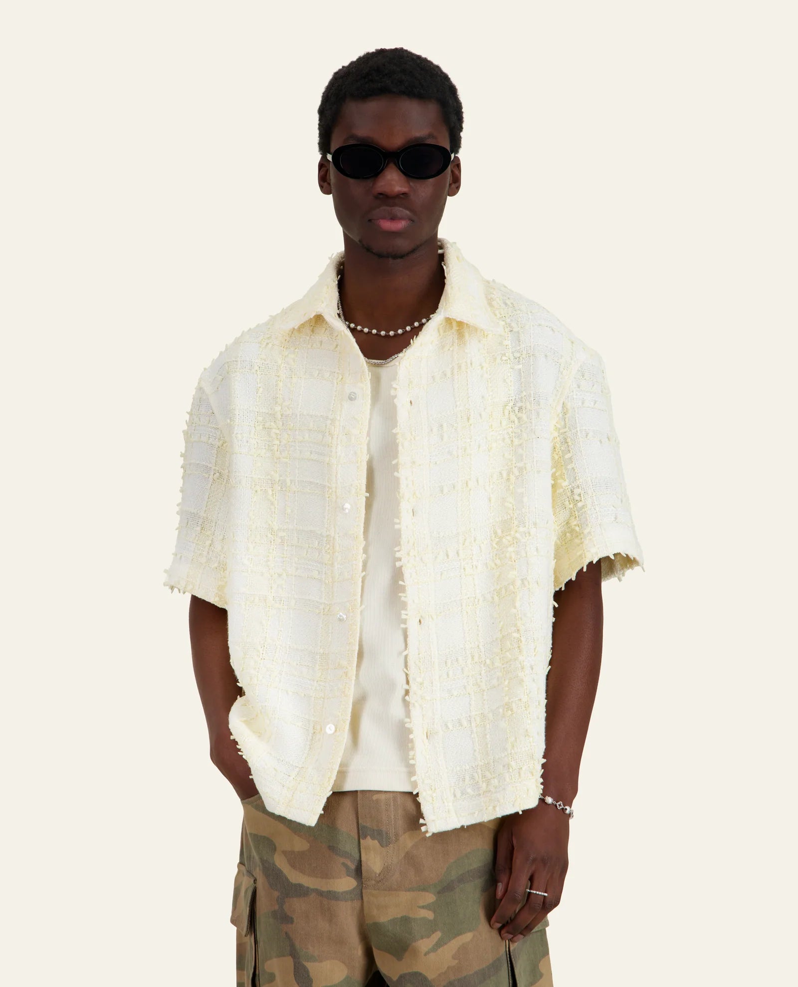 Mila tweed shirt-white
