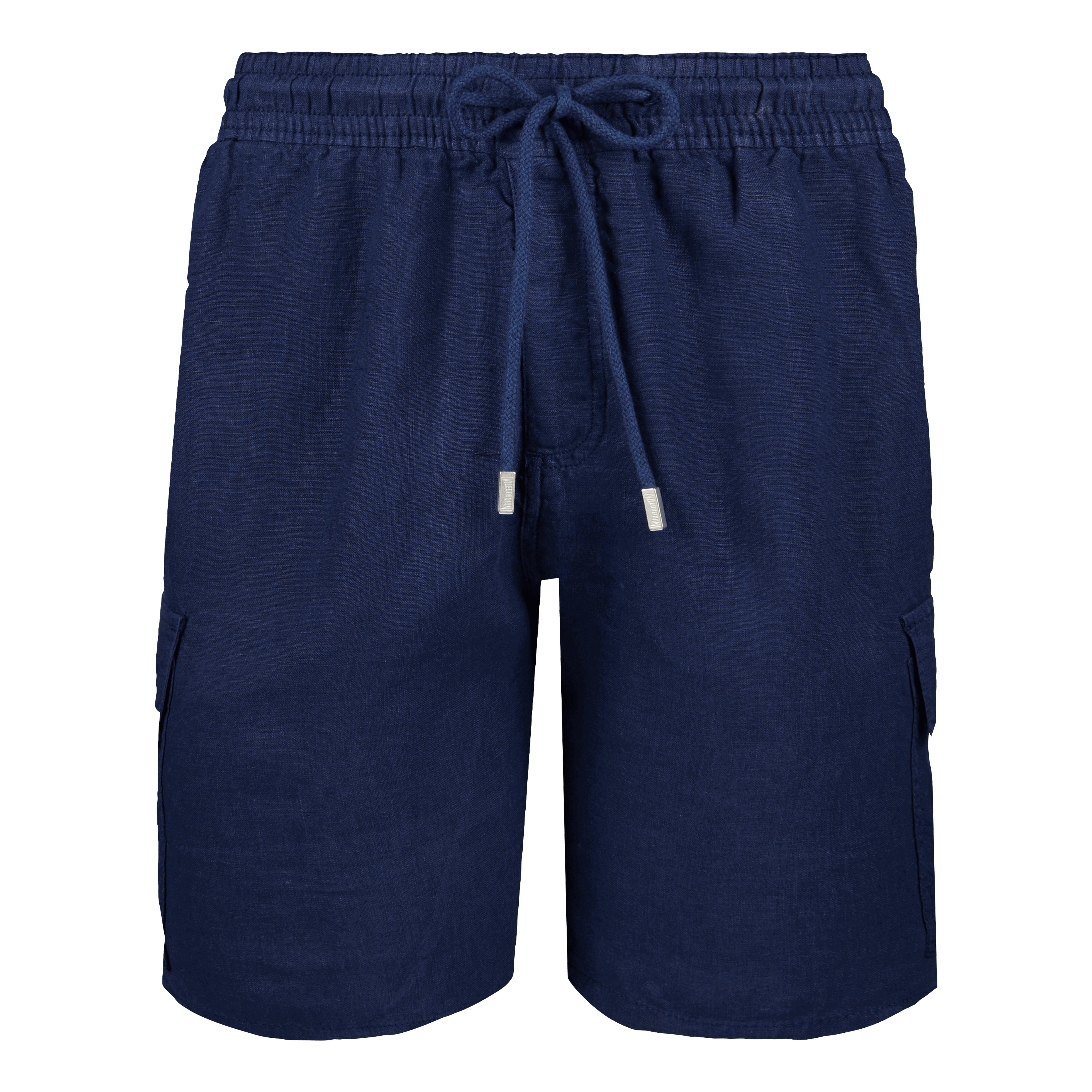 Man navy linen Bermuda shorts