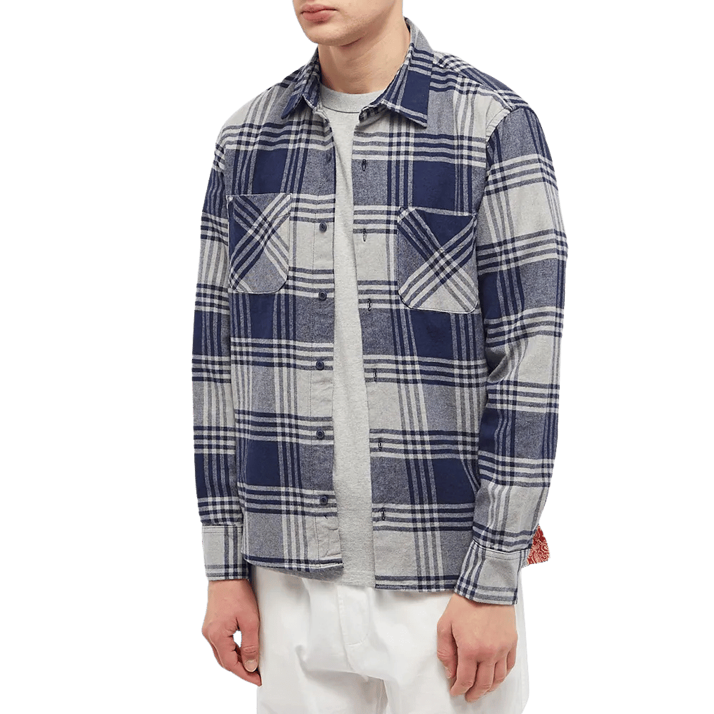 Flannel Weekend Standard Shirt Navy Playd