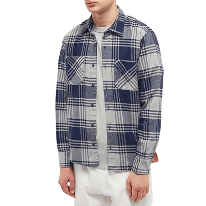 Flannel Weekend Standard Shirt Navy Playd