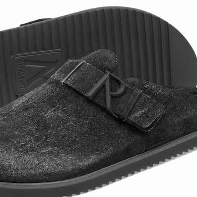 Men'S Initial Mule - Fleck Hairy Suede In Off Black