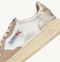 MEDALIST LOW SUPER VINTAGE SNEAKERS IN WHITE, BEIGE AND PLATINUM LEATHER