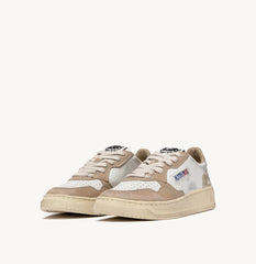 MEDALIST LOW SUPER VINTAGE SNEAKERS IN WHITE, BEIGE AND PLATINUM LEATHER