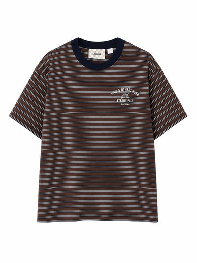 LAPIVIMA STRIPED LOGO T-SHIRT - BROWN