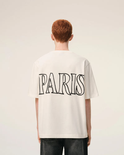 WHITE COTTON AMI PARIS PRINT T-SHIRT