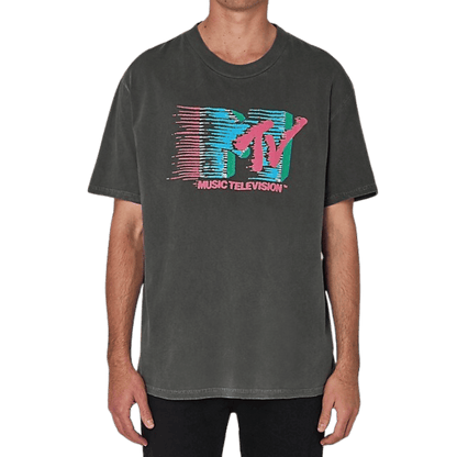 Black Washed Neon Nights MTV Tee