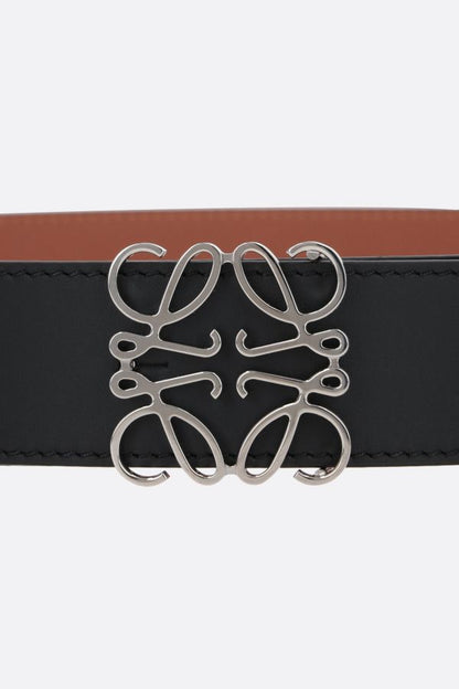 Anagram smooth leather logo belt