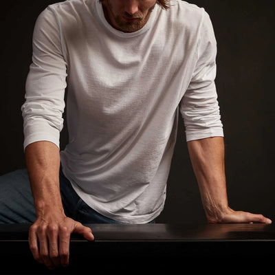 Long Sleeve Crew Neck T Shirt In White