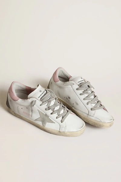 Women's Super-Star with gray suede star and pink leather heel tab